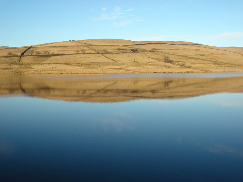 Calm Lake Reflecting Hills — Blue