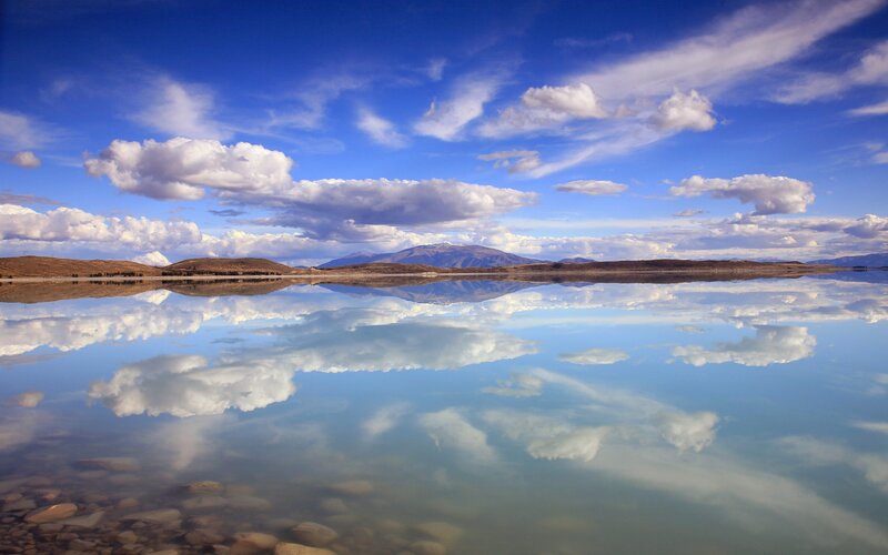Calm Lake Reflection — Blue