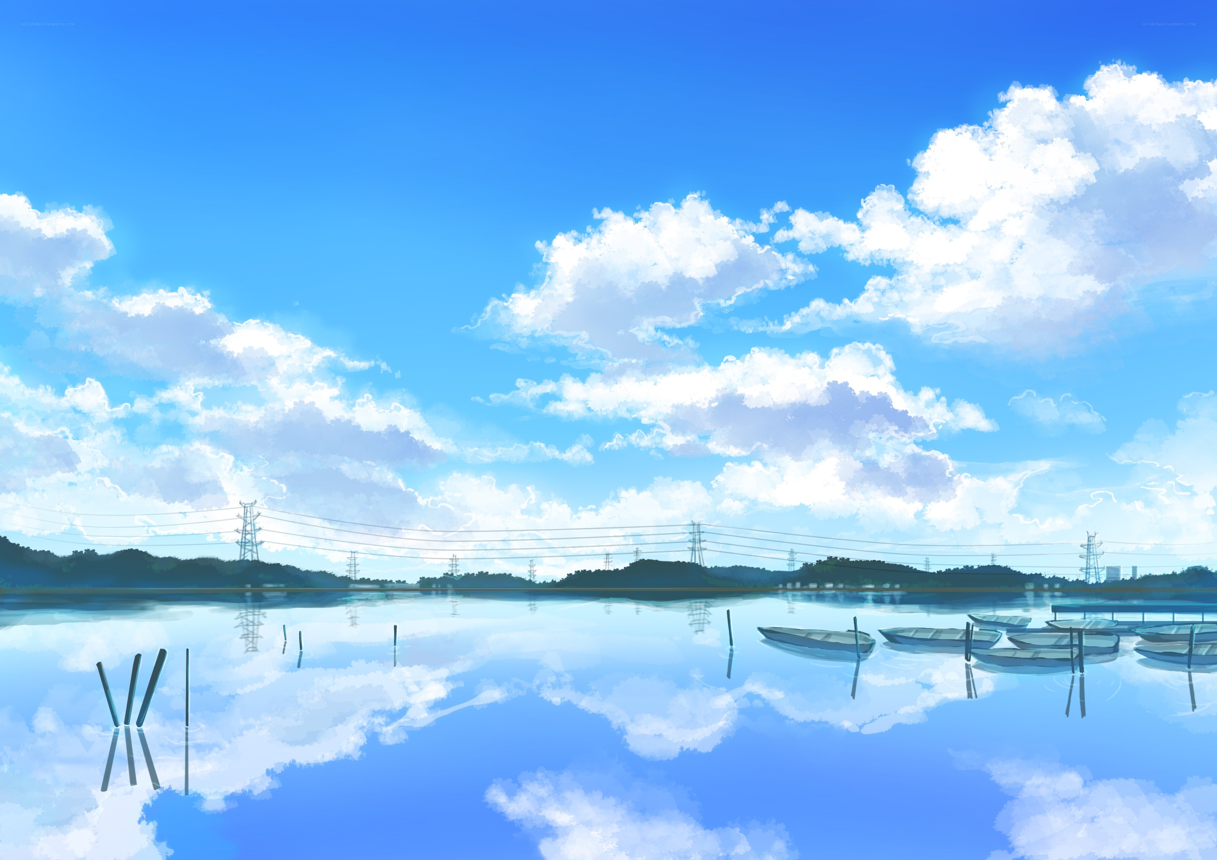 Calm lake under blue sky