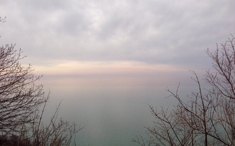 calm lake view at dusk