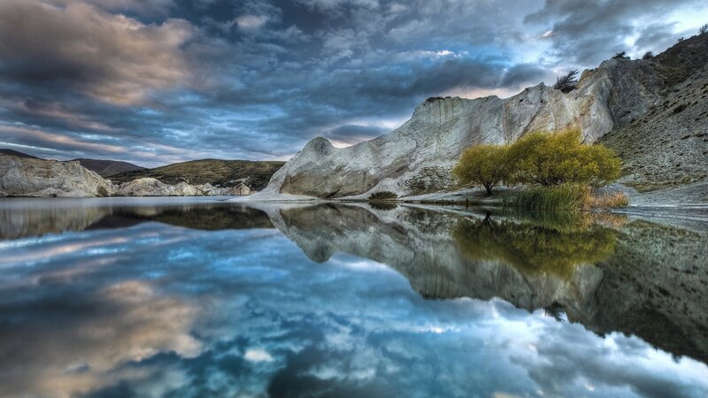 Calm Lake with Cliffs
