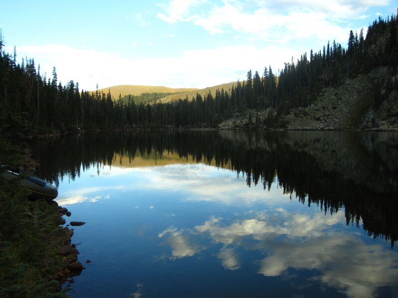 Calm Lake with Forest — Blue, Serene, Afternoon