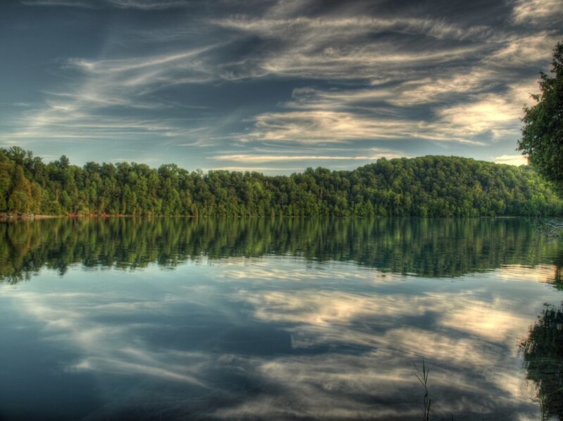 Calm Lake with Forest — Green, Serene