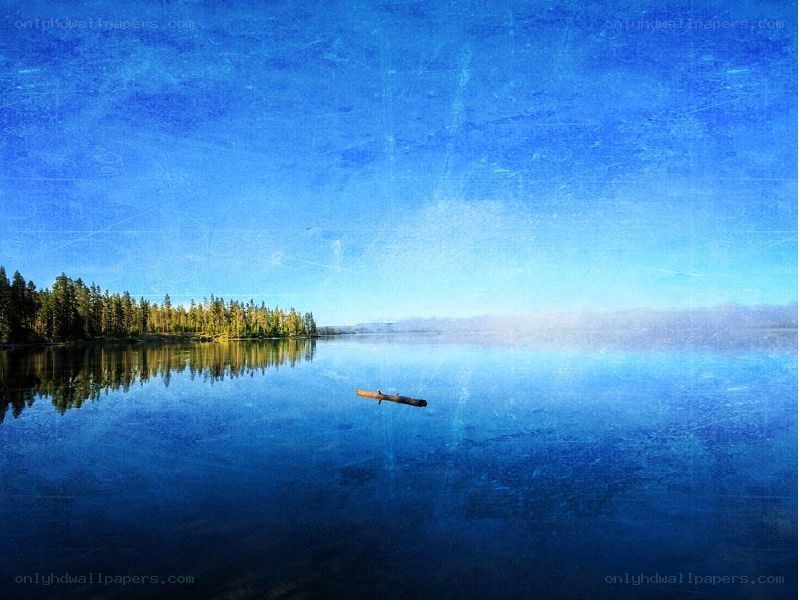 Calm lake with forest reflection