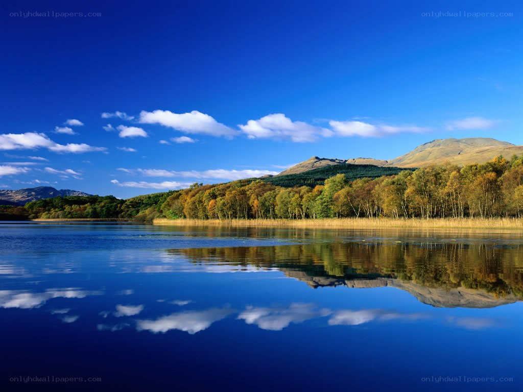 Calm lake with mountain reflection