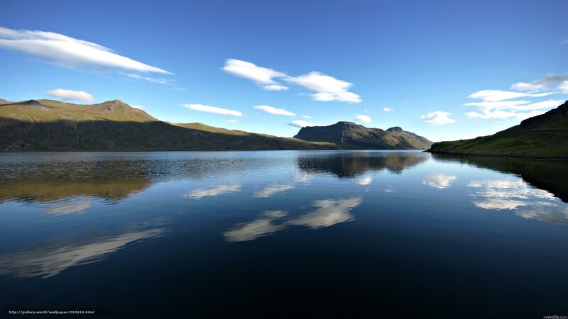 Calm lake with mountain reflections