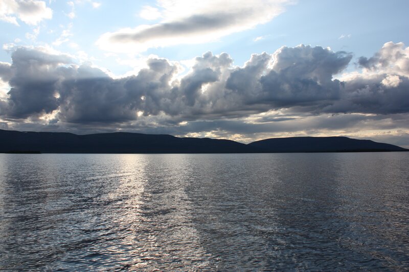 Calm Lake with Mountains — Blue, Dramatic