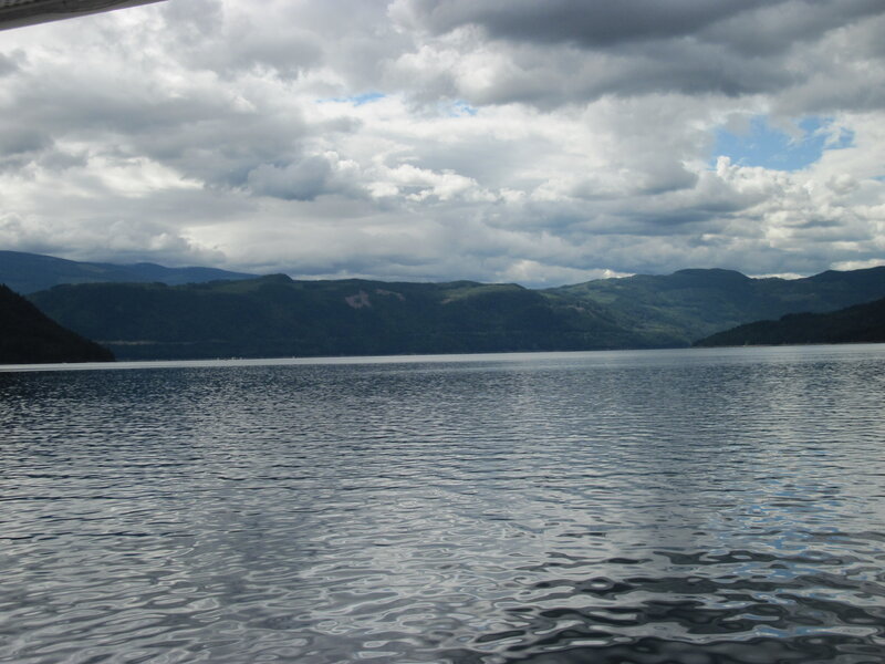Calm Lake with Mountains — Blue, Serene, Afternoon, Photograph, Clouds, Water