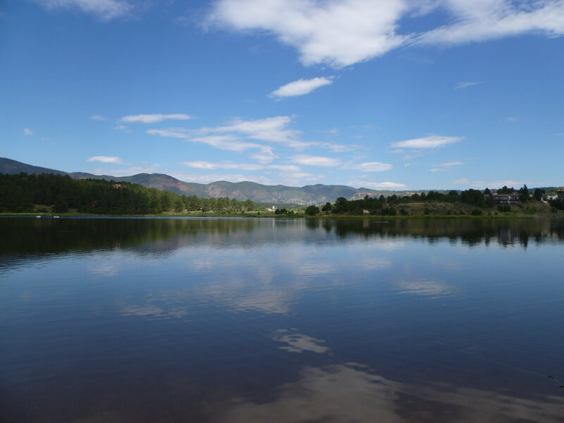 Calm Lake with Mountains — Blue, Serene, Afternoon, Photograph