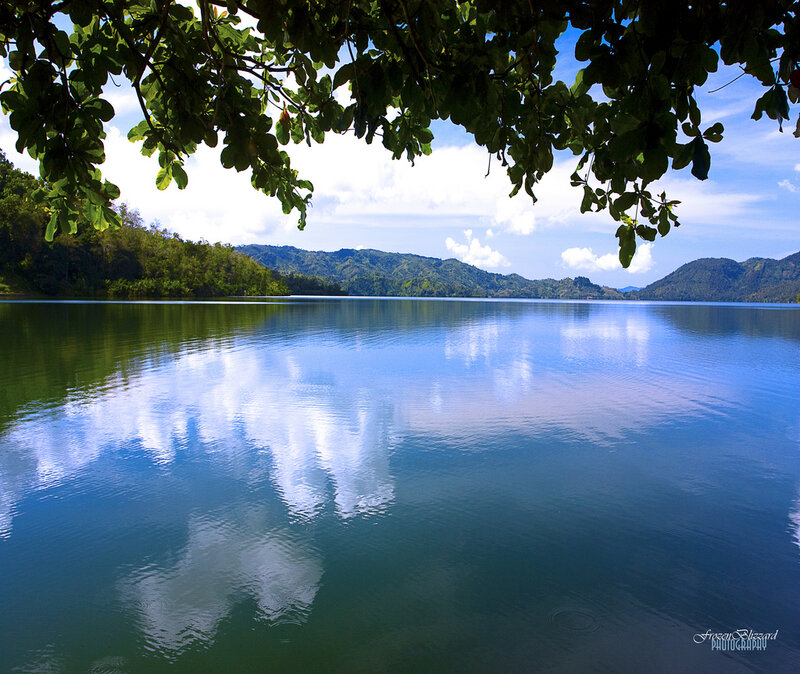 Calm Lake with Mountains — Blue, Serene, Afternoon, Photograph, Trees