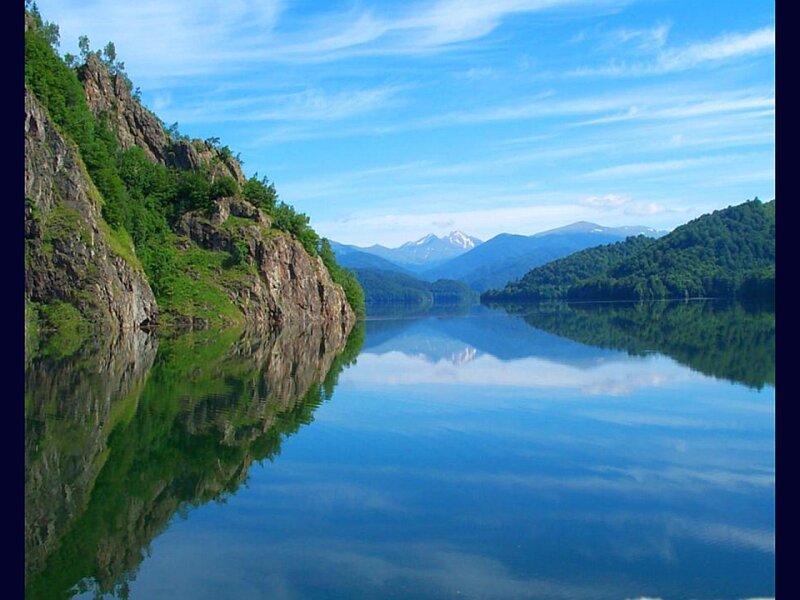 Calm Lake with Mountains — Blue