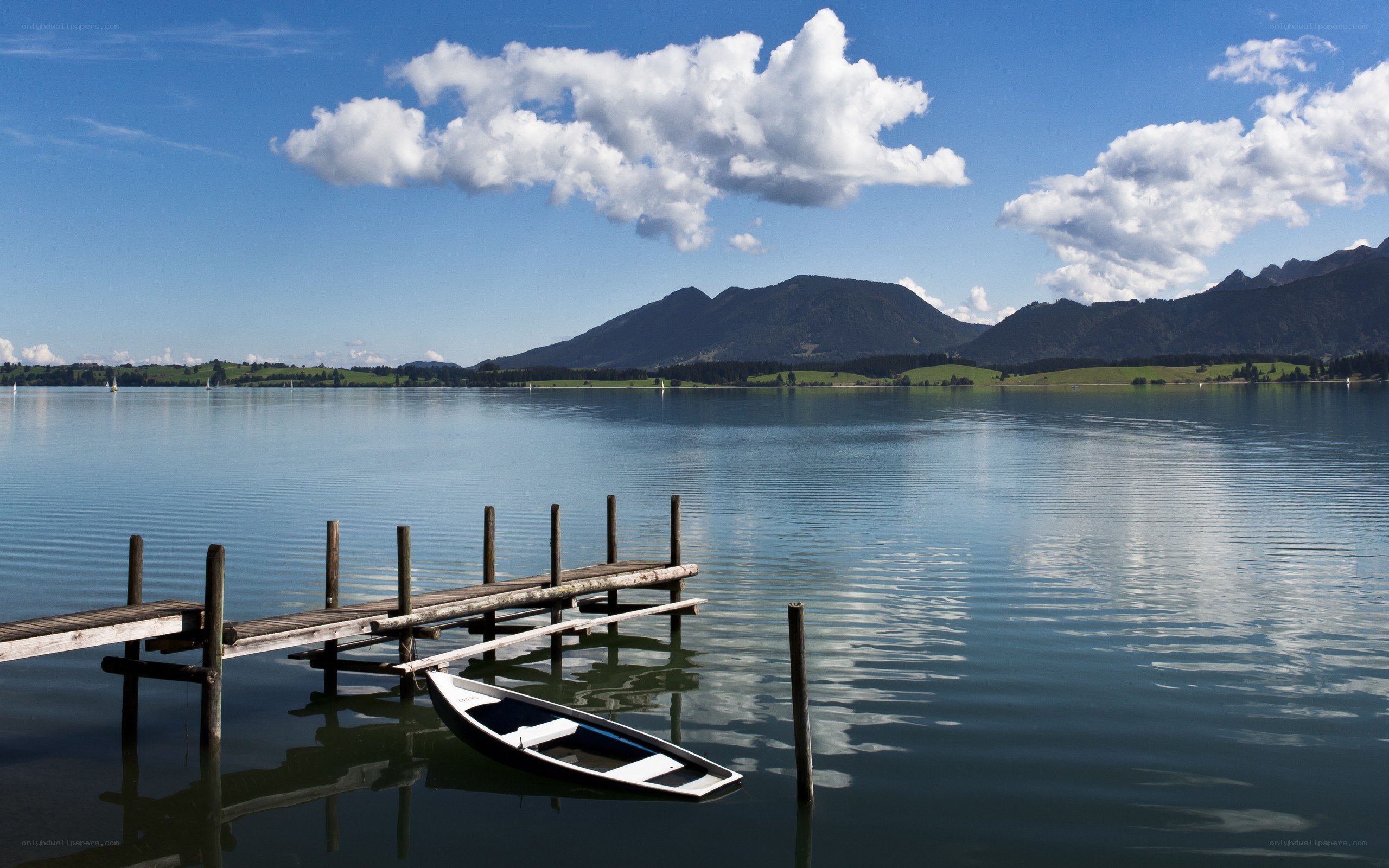 Calm lake with mountains