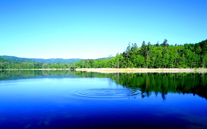 Calm Lake with Ripples — Blue, Serene