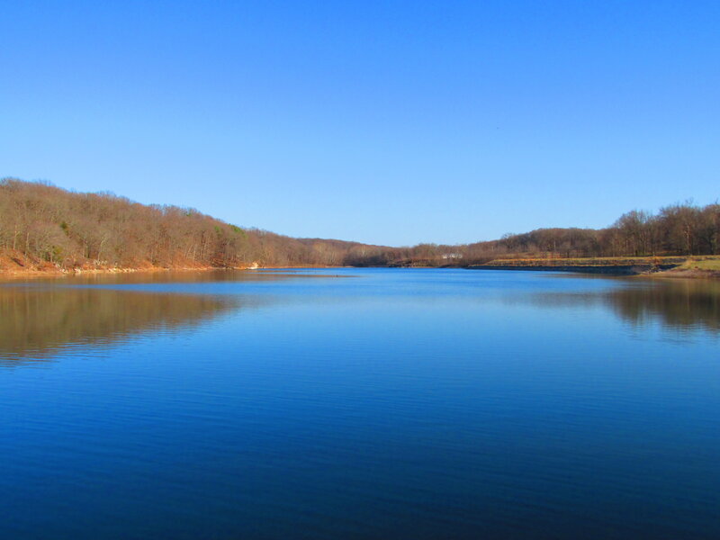 Calm Lake with Trees — Blue, Serene, Autumn