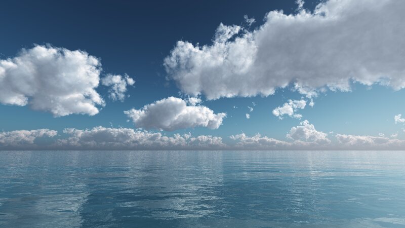 Calm Ocean under Clouds — Blue