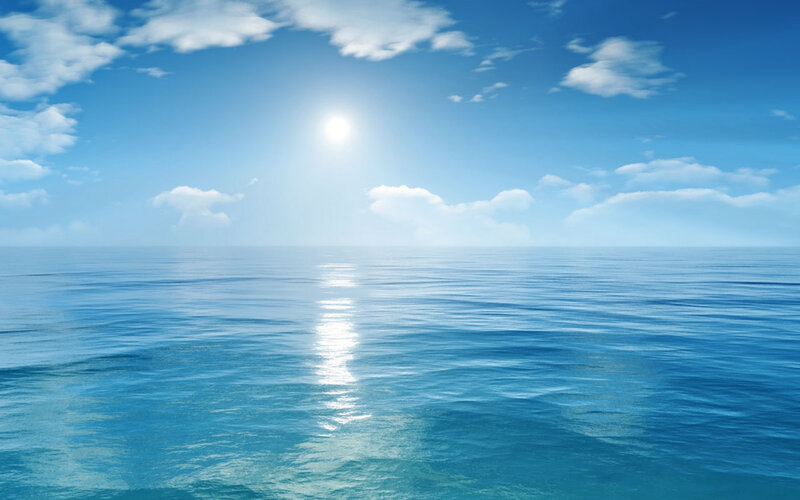 Calm Ocean under Sun — Blue, Serene