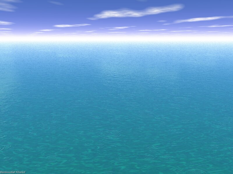 calm ocean with raindrops