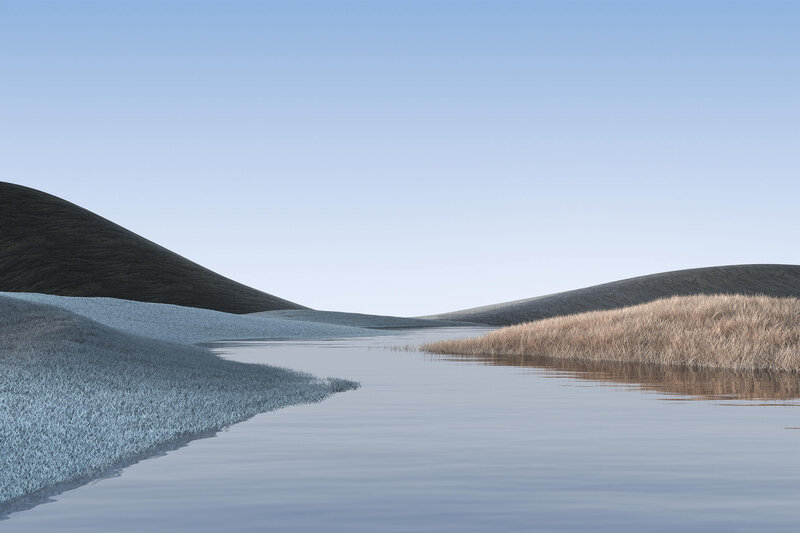 Calm River Between Hills