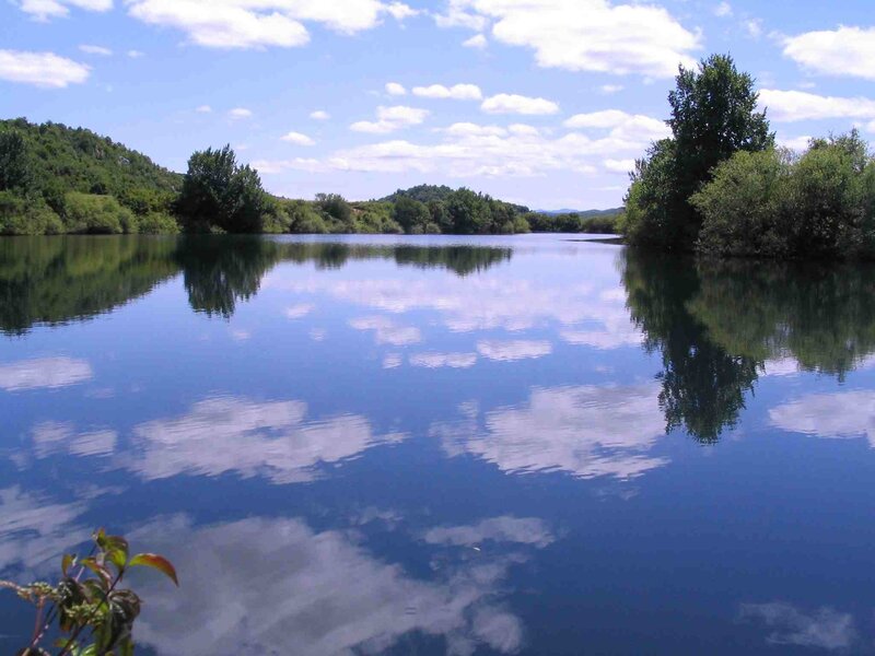 Calm River Reflecting Sky — Blue