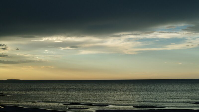 Calm Sea at Dusk — Blue, Serene, Sunset, Photograph, Sky