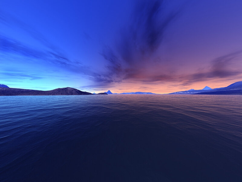 Calm Sea at Dusk — Blue, Serene, Sunset