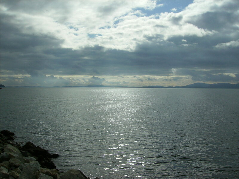 Calm Sea under Cloudy Sky — Gray, Serene