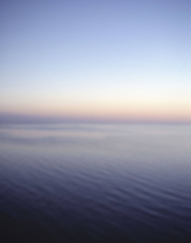 Calm Water at Dusk — Blue, Serene, Sunset, Photograph, Sky, Horizon
