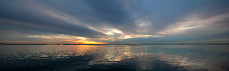 Calm Water at Sunset — Blue, Serene, Photograph, Sky, Clouds