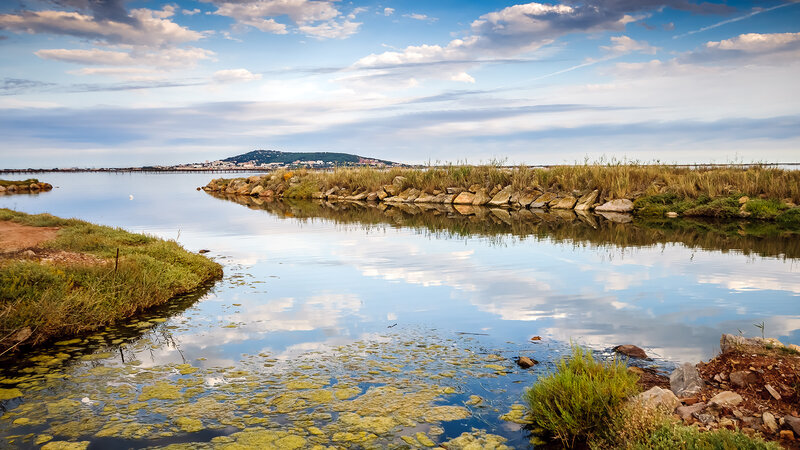 Calm Water Reflecting Sky — Blue, Serene, Afternoon