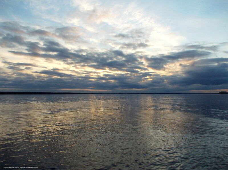 Calm Water under Cloudy Sky — Blue, Serene