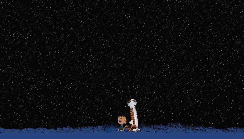 Calvin and Hobbes — Black, Serene, Night, Comic