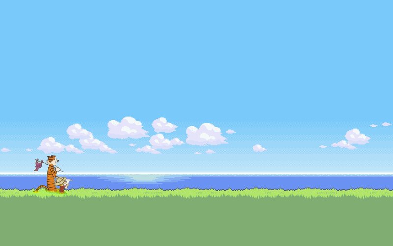 Calvin and Hobbes by the sea