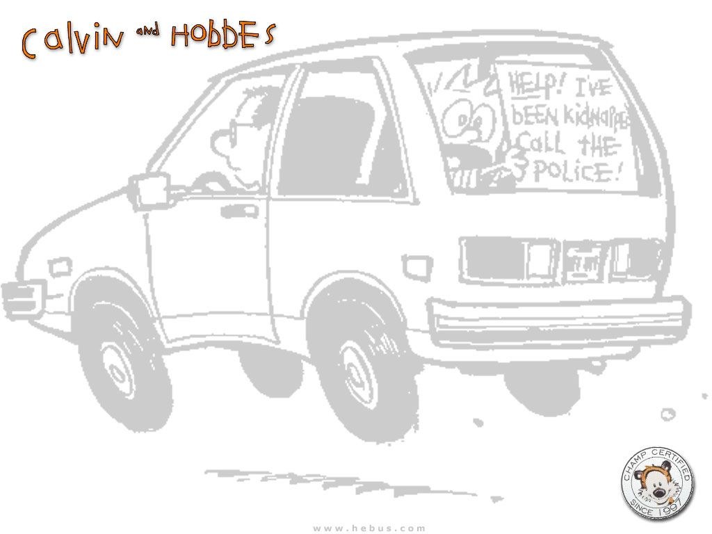 Calvin and Hobbes car scene