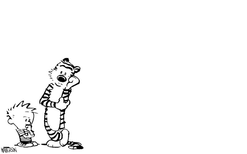 Calvin and Hobbes Characters — Black, Thoughtful