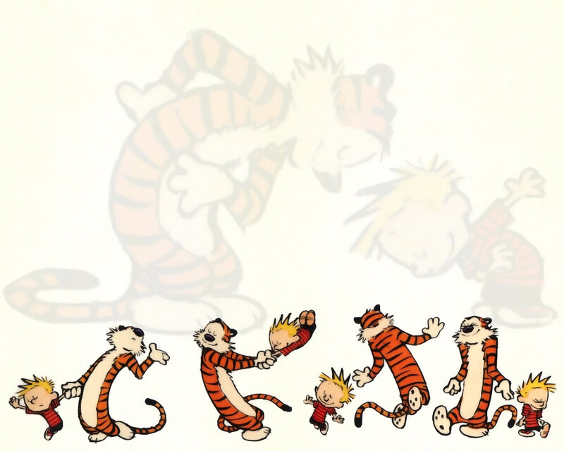 Calvin and Hobbes Characters — Orange, Playful, Comic, Tiger, Boy