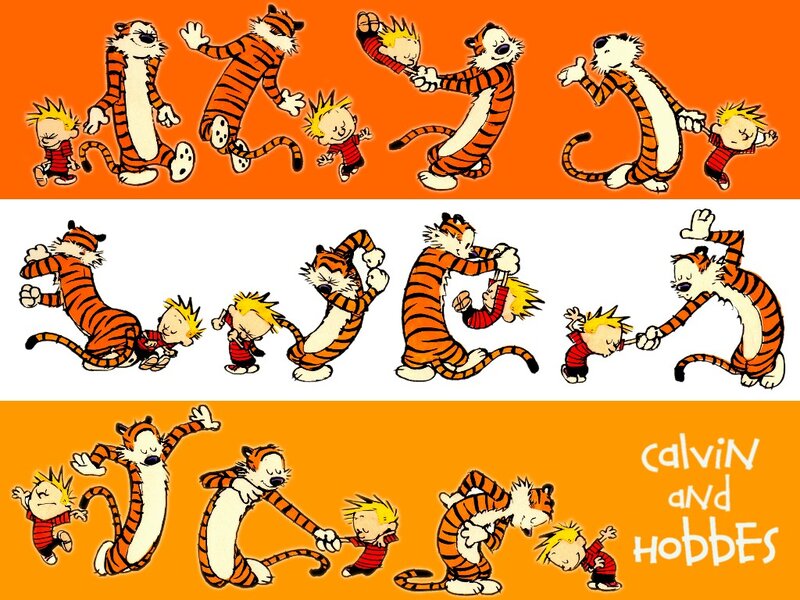 Calvin and Hobbes Characters — Orange, Playful, Comic, Tiger