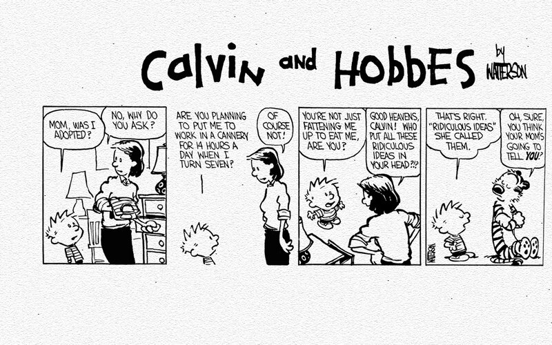 Calvin and Hobbes Comic — Black, Humorous, Mother