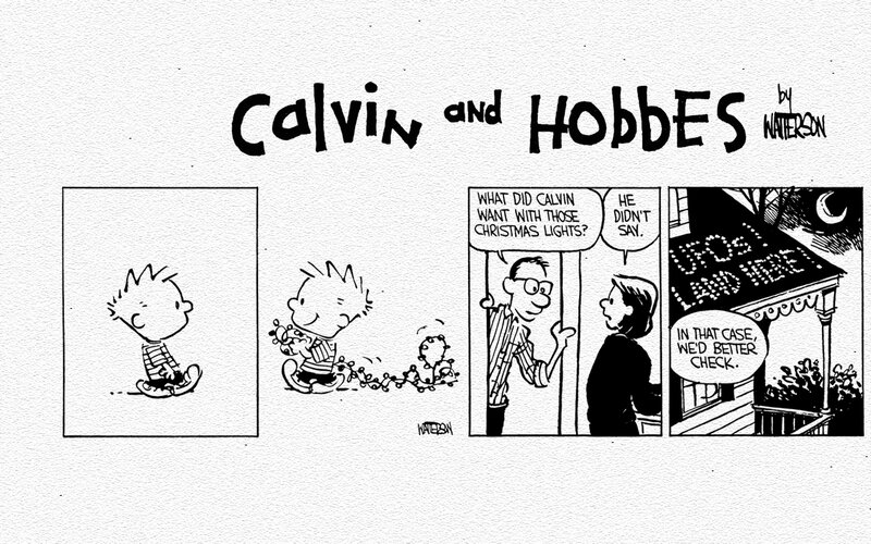 Calvin and Hobbes Comic — Black, Humorous, Night