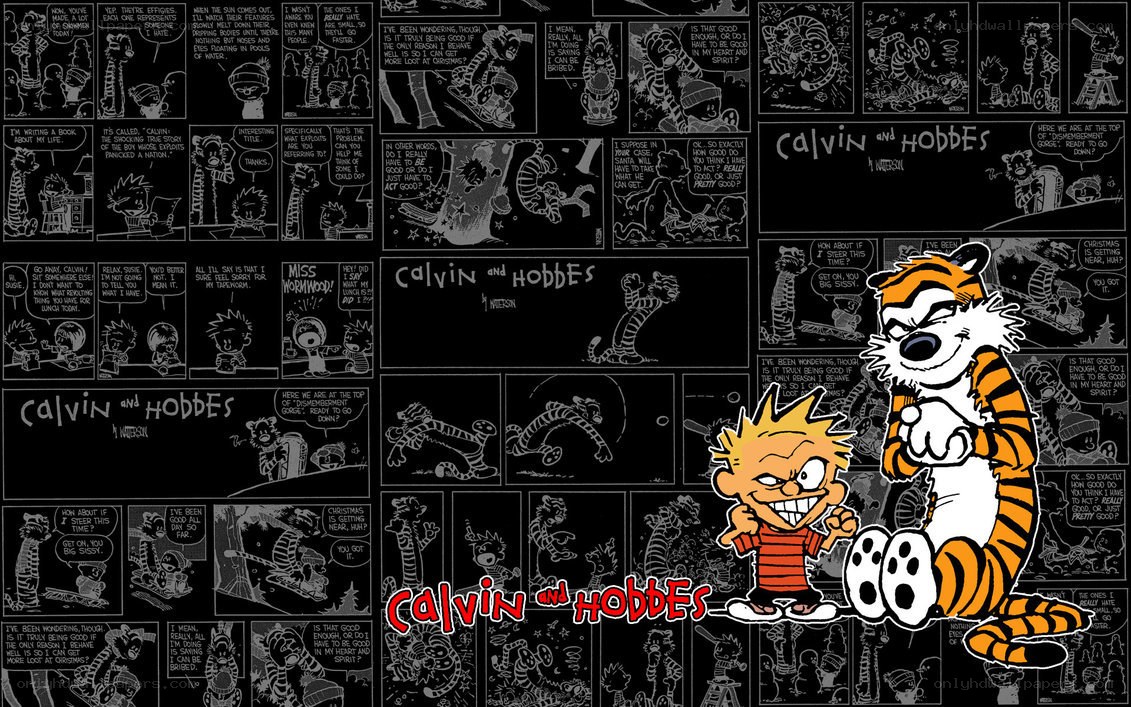 Calvin and Hobbes comic collage