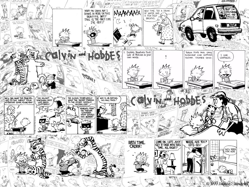 Calvin and Hobbes comic collage