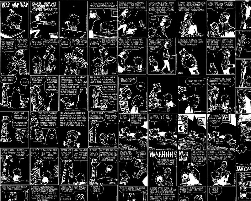 Calvin and Hobbes Comic Strip — Black, Dramatic