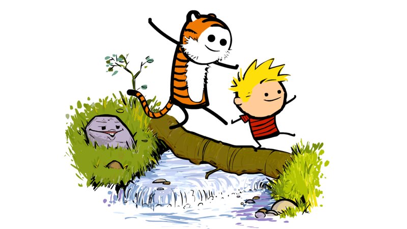 Calvin and Hobbes Crossing Stream — Orange