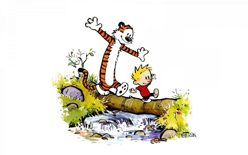 Calvin and Hobbes Crossing Stream