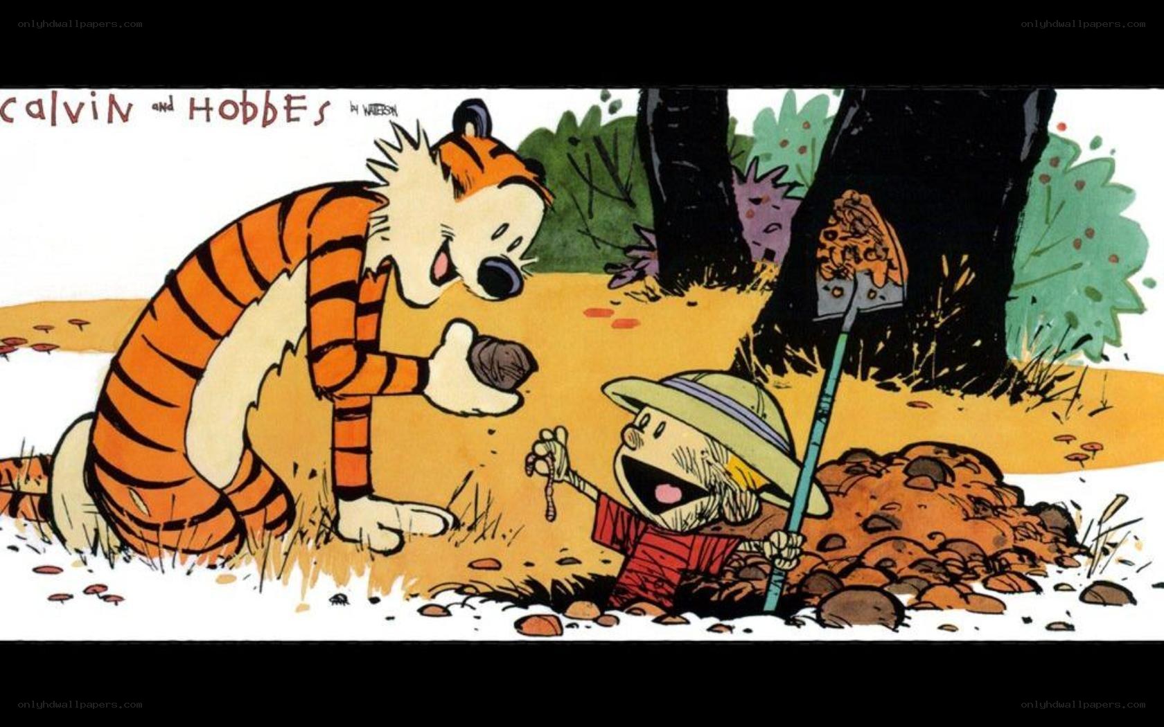 Calvin and Hobbes digging