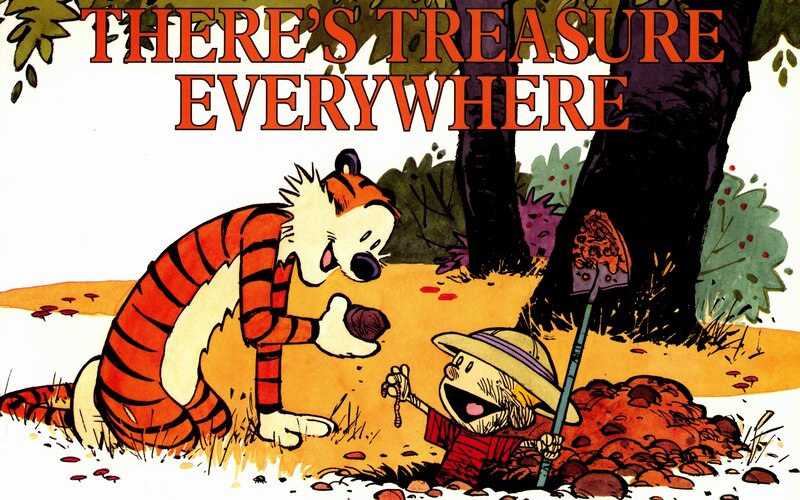 Calvin and Hobbes Digging — Orange