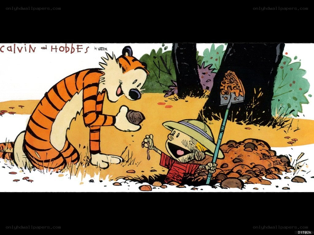 Calvin and Hobbes digging