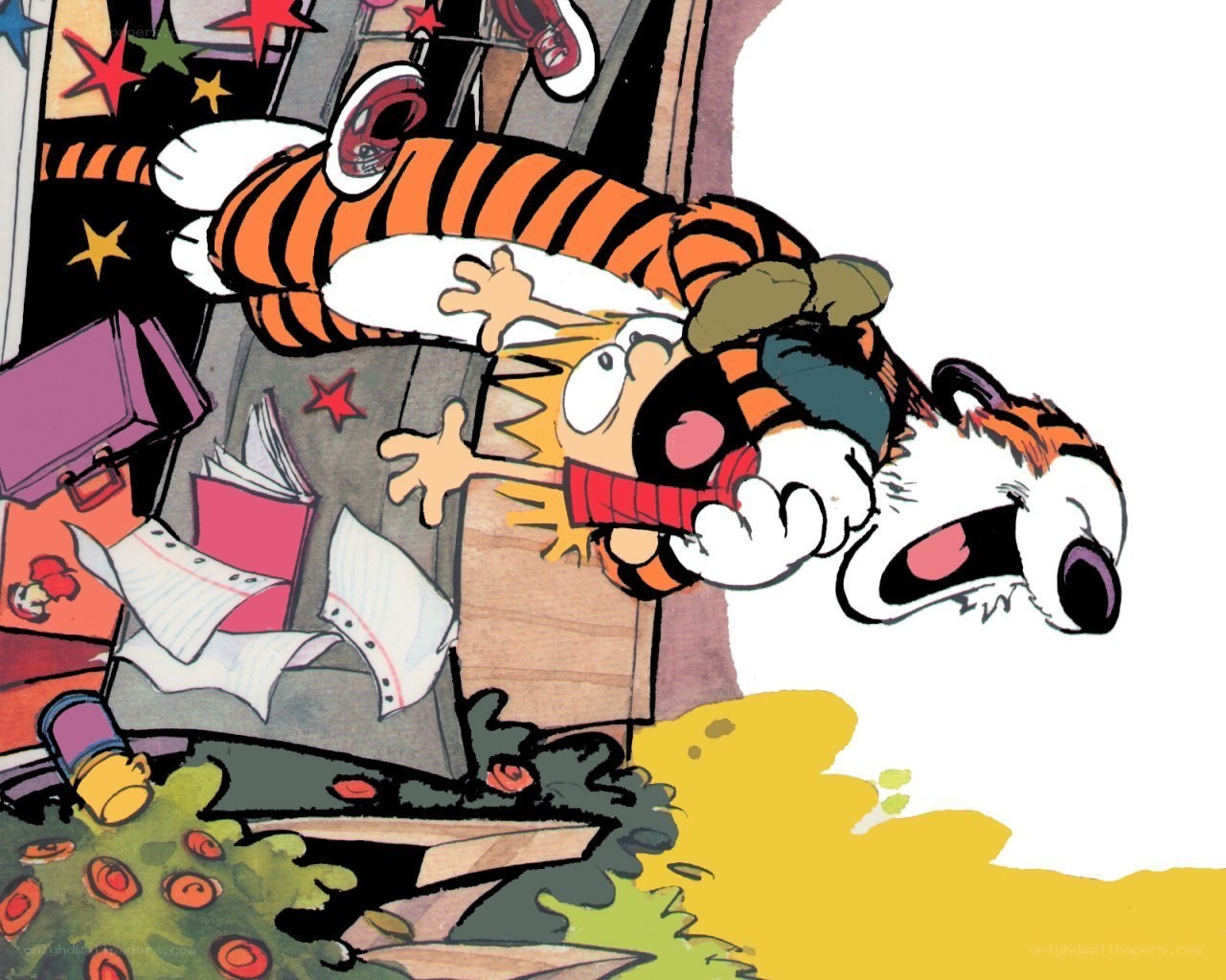 Calvin and Hobbes falling