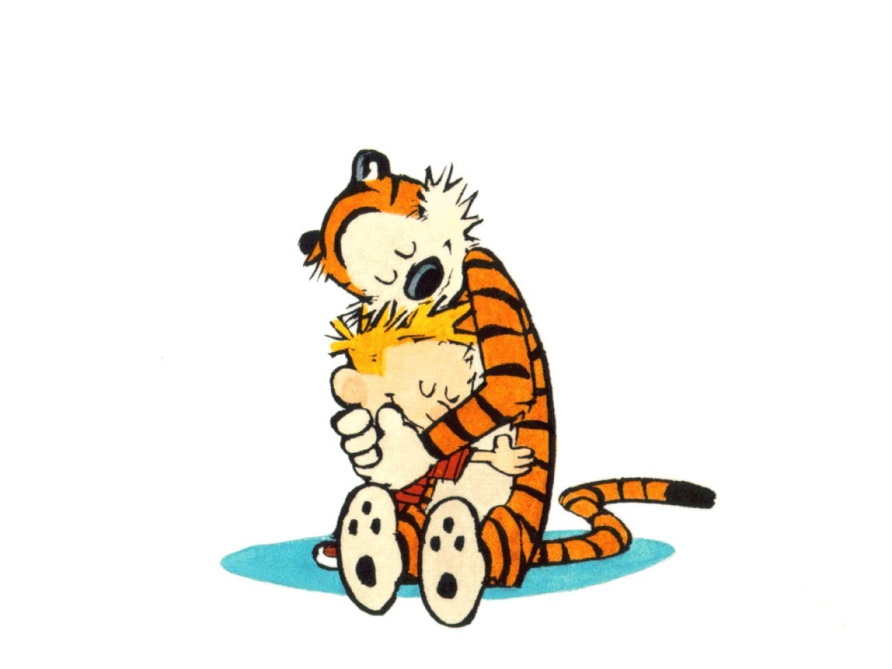 Calvin and Hobbes hug