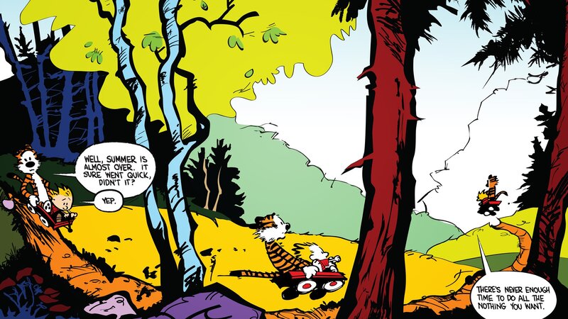 Calvin and Hobbes in a Forest — Yellow