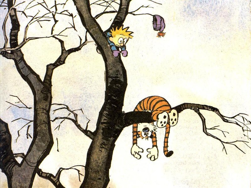 Calvin and Hobbes in a tree
